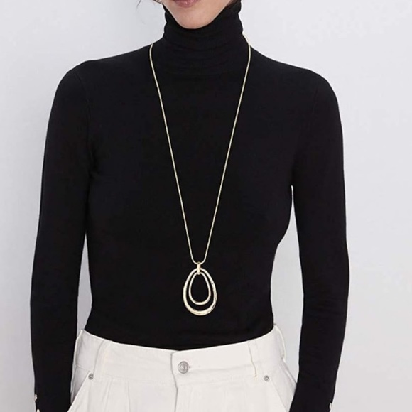 ✨NWT ✨Minimal Geometric Open Ovals Gold Necklace✨ Handmade ✨Artisan✨ Gift … - Picture 3 of 8